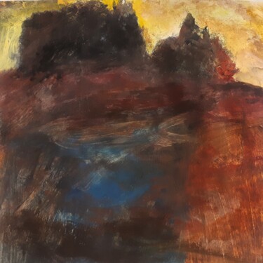 Peinture intitulée ""Le ciel jaune"" par Alain Tardieu, Œuvre d'art originale, Acrylique Monté sur Châssis en bois