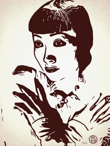 A Portrait Of Anna May Wong Printmaking titled "A Portrait Of Anna…" by Wilf Tilley, Original Artwork, Digital Print