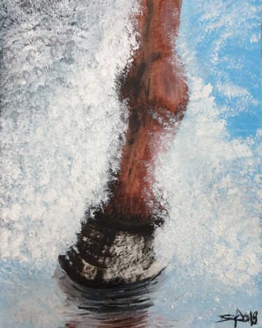 Cascos nas ondas do mar Peinture intitulée "Cascos nas ondas do…" par São Vieira, Œuvre d'art originale, Huile