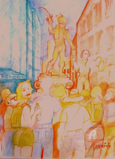 Pintura intitulada "Visite guidee" por Slobodan Spasojevic (Spaki), Obras de arte originais, Óleo