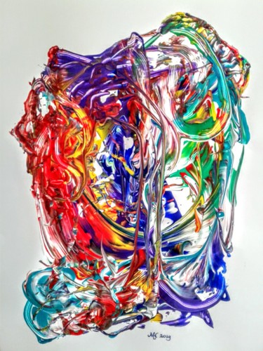 Schilderij getiteld "Volcano" door Marianne Huizinga, Origineel Kunstwerk, Gouache