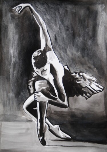 「Ballerina , black a…」というタイトルの描画 Alexandra Djokicによって, オリジナルのアートワーク, インク