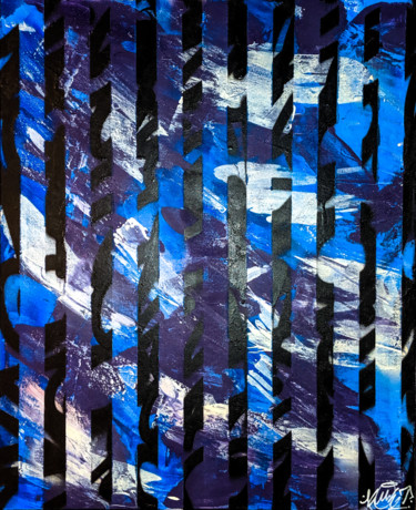 Painting titled "Skybars" by Komet, Original Artwork, Spray paint Mounted on Wood Stretcher frame