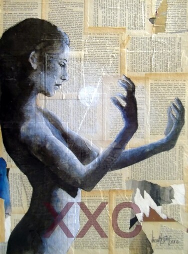 Peinture intitulée "lune" par Vincent Tessier Xxc, Œuvre d'art originale, Encre