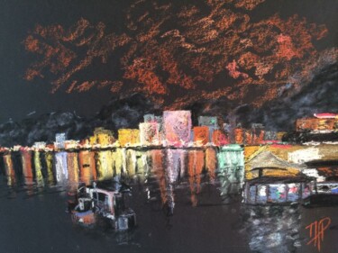 Peinture intitulée "Vibrations nocturnes" par Marie Lorraine Papelier, Œuvre d'art originale, Pastel