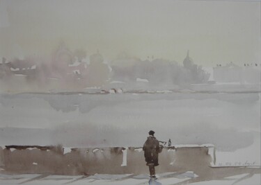 Painting titled "VUE SUR LE JARDIN D…" by Alexandra Afanassieva, Original Artwork, Watercolor