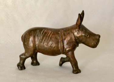 Sculptuur getiteld "bébé rhinocéros" door Denis Thebaudeau, Origineel Kunstwerk, Bronzen