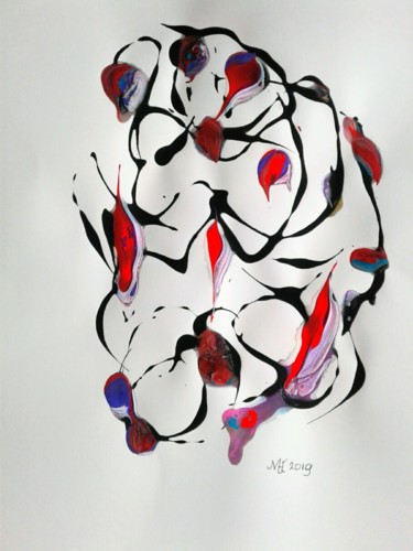 Schilderij getiteld "Blacktree" door Marianne Huizinga, Origineel Kunstwerk, Gouache