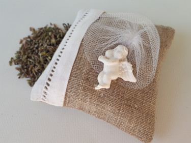 Art textile intitulée "Sachet Lavande Ange…" par Creasoize, Œuvre d'art originale, Tissu