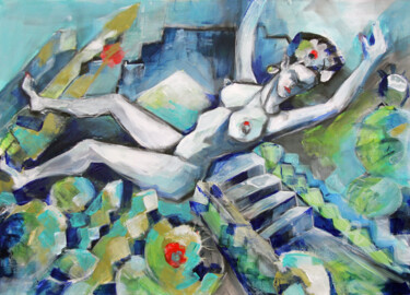 Chute dans le Jardin des Délices Peinture intitulée "Chute dans le Jardi…" par Sylvie Penet, Œuvre d'art originale, Acrylique