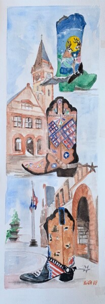 Peinture intitulée "Les « big boots » d…" par Kija, Œuvre d'art originale, Aquarelle