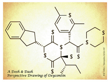 Harajuku Series No. 68: Oxycontin Molecular Model Printmaking titled "Harajuku Series No.…" by Wilf Tilley, Original Artwork, Monotype