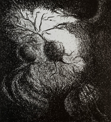Printmaking titled "Racines Arborescent…" by Fabrice Rivière, Original Artwork, Lithography