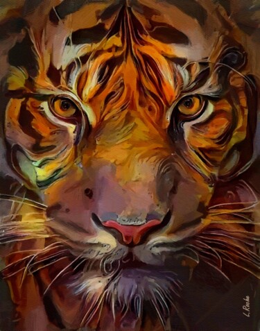 Mostaza - tiger - Mix media on panel-70x55 cm