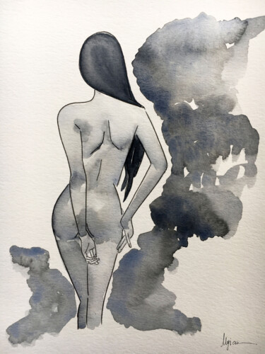 绘画 标题为“Nude N°1” 由Myriam Soufane, 原创艺术品, 水彩
