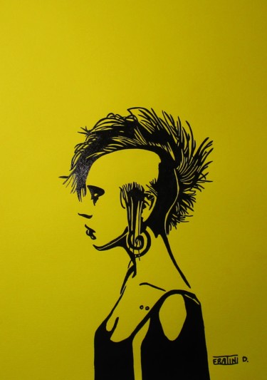 Pittura intitolato "Woman Punk" da Daniele Fratini, Opera d'arte originale, Smalto