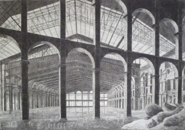 Gravures & estampes intitulée "la piscine" par Laurent De Troïl, Œuvre d'art originale, Eau-forte