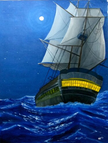 Schilderij getiteld "Queen of the Seas" door Murad Jawed, Origineel Kunstwerk, Olie
