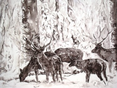 cerfs dans la neige