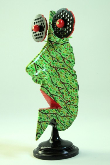 Sculpture intitulée "Entaille >^^" par Raindh, Œuvre d'art originale, Bois