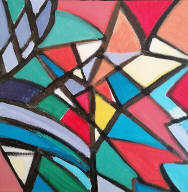 Peinture intitulée "Vitrail 2" par Valérie Blum (Valery), Œuvre d'art originale, Acrylique Monté sur Châssis en bois