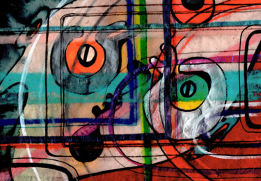 Painting titled "Morceaux de vie 1" by Catb, Original Artwork, Watercolor