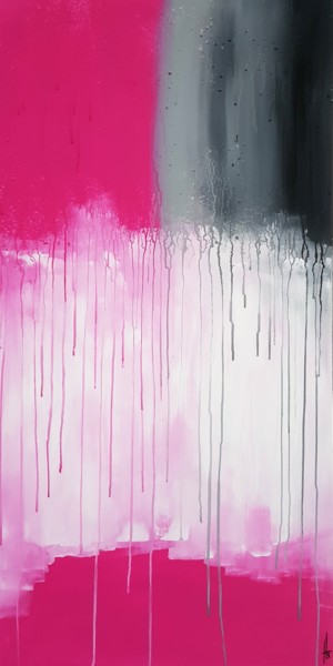 tableau abstrait rose vif Peinture intitulée "tableau abstrait ro…" par Sandrine Hartmann, Œuvre d'art originale, Acrylique Monté sur Châssis en bois