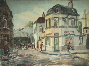 Peinture intitulée "le passage à niveau" par Claude Hardenne, Œuvre d'art originale, Aquarelle