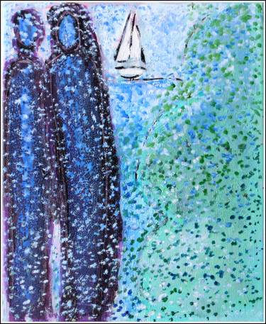 绘画 标题为“Rêve à deux” 由Jean Mirre, 原创艺术品, 油 安装在木质担架架上