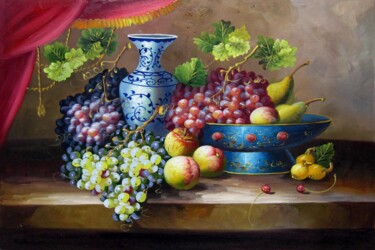 Peinture intitulée "Fruit china 001" par Lermay Chang, Œuvre d'art originale, Huile Monté sur Châssis en bois