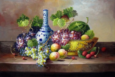 Peinture intitulée "Fruit china 002" par Lermay Chang, Œuvre d'art originale, Huile Monté sur Châssis en bois