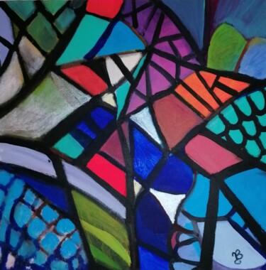 Peinture intitulée "Vitrail 3" par Valérie Blum (Valery), Œuvre d'art originale, Acrylique Monté sur Châssis en bois