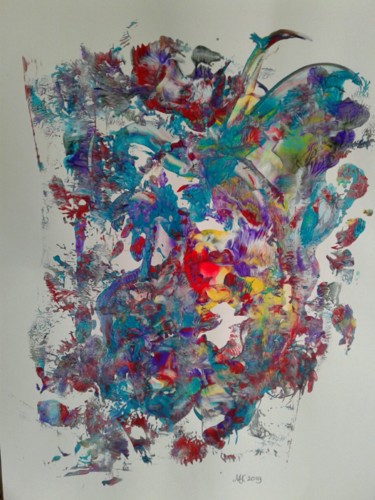 Schilderij getiteld "Jungle paradise" door Marianne Huizinga, Origineel Kunstwerk, Gouache