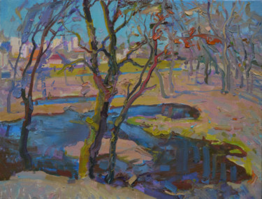 Flood on Strizhen River 제목이 "Flood on Strizhen R…"인 미술작품 Victor Onyshchenko로, 원작, 기름