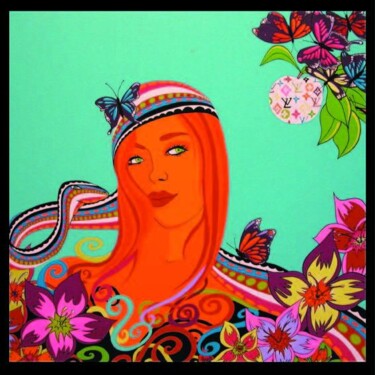 Peinture intitulée "Awa Eva" par Ann'Soco, Œuvre d'art originale, Acrylique