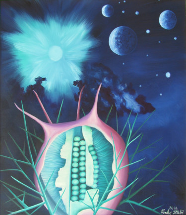 Peinture intitulée "Explosion" par Vinko Hlebs, Œuvre d'art originale, Huile