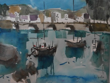 Peinture intitulée "le blavet hennebont…" par Gildas Cadic, Œuvre d'art originale, Aquarelle