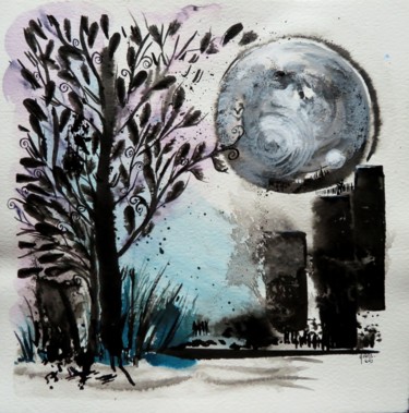 Painting titled "Zone sensible - enc…" by Clau Redier-Clément, Original Artwork, Ink