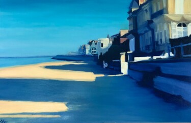 « Morning Lights, Trouville » Painting titled "« Morning Lights, T…" by Justine Lemaire, Original Artwork, Oil Mounted on Wood Stretcher frame