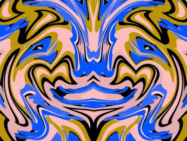 Digital Arts titled "Fountain Blue" by Peter Jalesh, Original Artwork, Digital Painting