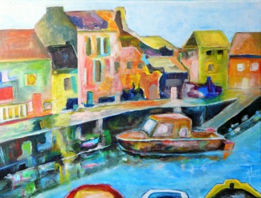 Painting titled "belle île en mer" by Alain Quillon, Original Artwork, Acrylic