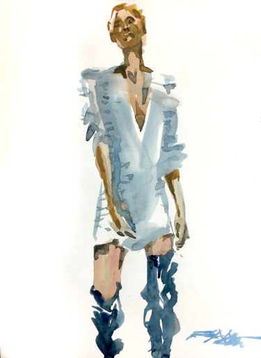 N°539 – fashion Peinture intitulée "N°539 – fashion" par Alexandre Dumitrescu, Œuvre d'art originale, Aquarelle