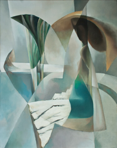 Mädchen mit den Blumen Painting titled "Mädchen mit den Blu…" by Isaac Feldman, Original Artwork, Oil Mounted on Wood Stretcher frame