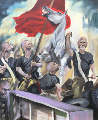 Chapitre 5 opus 2 : La vérité guidant le peuple Peinture intitulée "Chapitre 5 opus 2 :…" par Richard Routin, Œuvre d'art originale, Acrylique Monté sur Châssis en bois