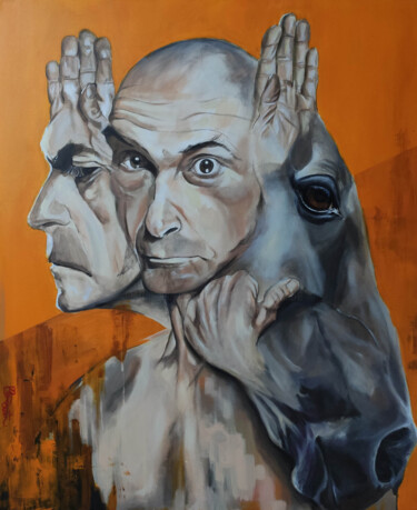 Peinture intitulée "tricéphale" par Richard Routin, Œuvre d'art originale, Acrylique Monté sur Châssis en bois