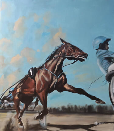 Painting titled "Sulky" by Richard Routin, Original Artwork, Acrylic Mounted on Wood Stretcher frame