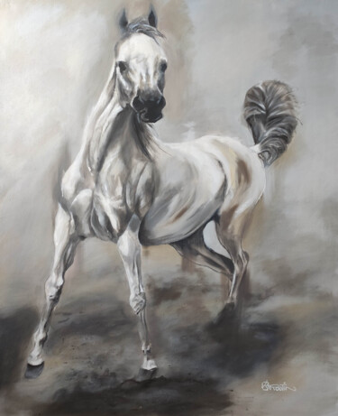 Nu équin - Au paddock Peinture intitulée "Nu équin - Au paddo…" par Richard Routin, Œuvre d'art originale, Acrylique Monté sur Châssis en bois
