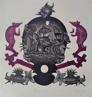 Printmaking titled "Tell him I wait for…" by E. Robledo, Original Artwork, Embossing