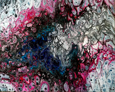 Malerei mit dem Titel "sediment blue core" von Gor Don(Gnie), Original-Kunstwerk, Acryl Auf Keilrahmen aus Holz montiert