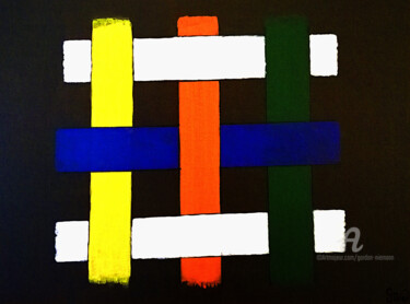 Malerei mit dem Titel "six strokes in harm…" von Gor Don(Gnie), Original-Kunstwerk, Acryl Auf Keilrahmen aus Holz montiert